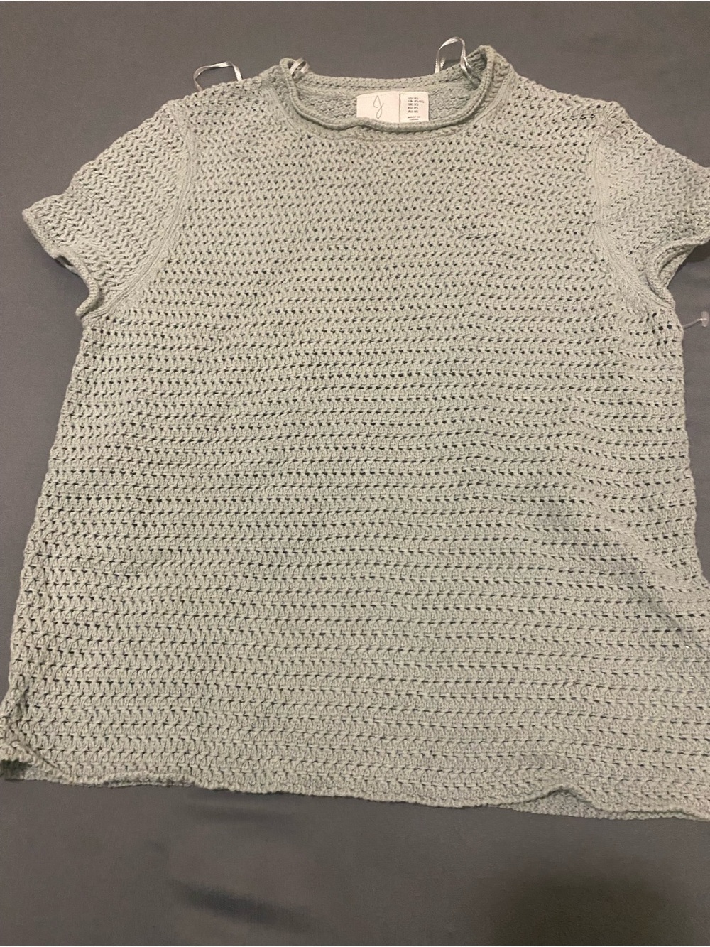 Joie Light Sage Crochet Short Sleeve Tee